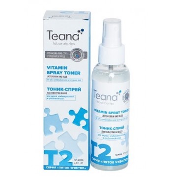Тоник-спрей Т2 с лактоферрином и экстрактом морского мха для жирной и комбинированной кожи 125 мл Teana
