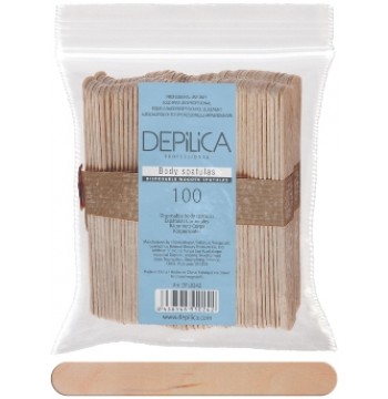 Шпатели деревянные одноразовые для тела / Disposable Wooden body spatulas 100шт DEPILICA PROFESSIONAL