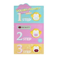 Набор средств 3-х ступенчатый для ухода за губами Гламур лип Golden Monkey Glamour Lip 3-Step Kit  Holika Holika